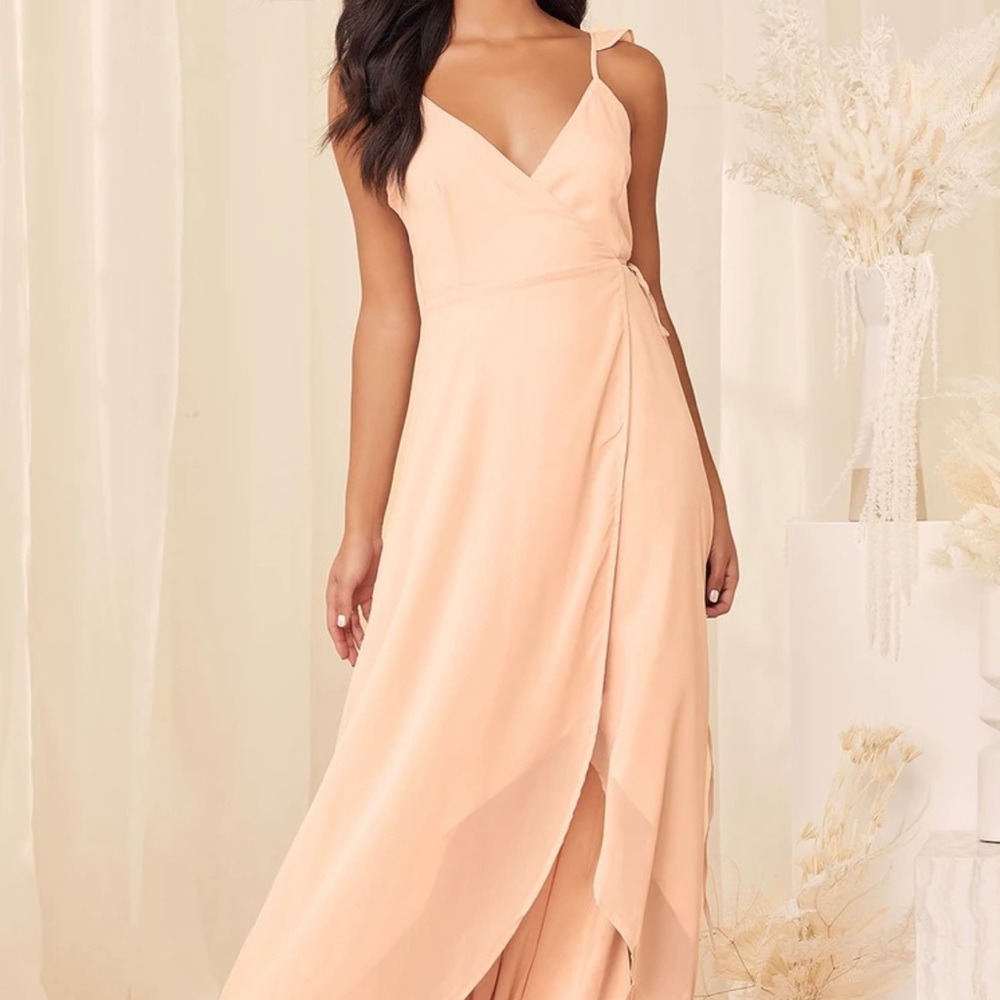 Here's to Us Blush Pink High-Low Wrap Dress- Lulus
